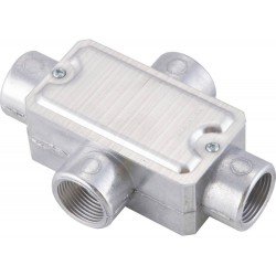 KIT 6 UNI CONDULETE EM ALUMINIO TIPO X DE 3 4 TAMPA ESTAMPADA ROSCA BSP SEM PINTURA TRAMONTINA