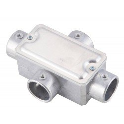 KIT 6 UNI CONDULETE EM ALUMINIO TIPO X DE 3 4 COM TAMPA ESTAMPADA SEM ROSCA SEM PINTURA TRAMONTINA