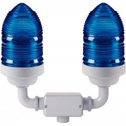 SINALIZADOR DUPLO 60W AZUL COM BASE EM ALUMINIO E GLOBO EM TERMOPLASTICO TRAMONTINA