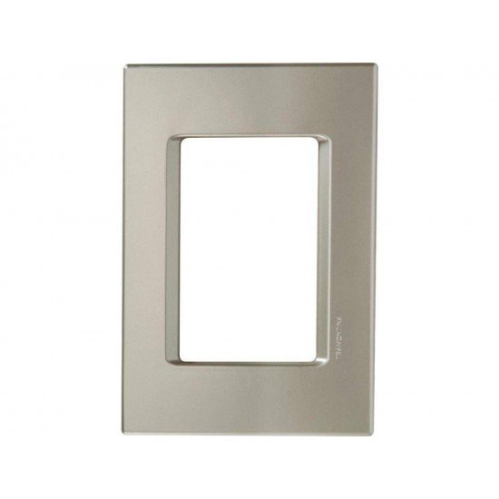PLACA + SUPORTE 4X2 TERMOPLASTICO 3 POSTOS JUNTOS LINHA IZY FLAT PRATA PEROLA TRAMONTINA