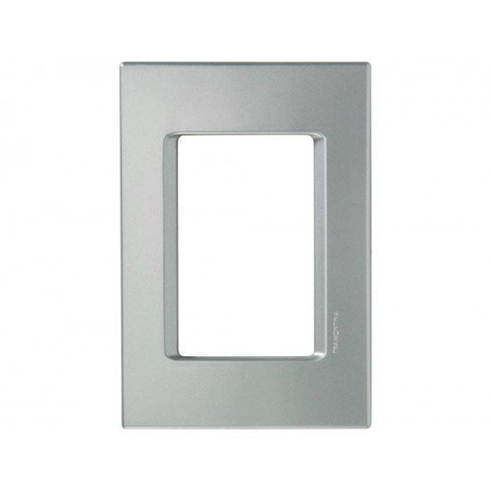 PLACA +SUPORTE 4X2 TERMOPLASTICO 3 POSTOS JUNTOS LINHA IZY FLAT PRATA ALUMINIO TRAMONTINA