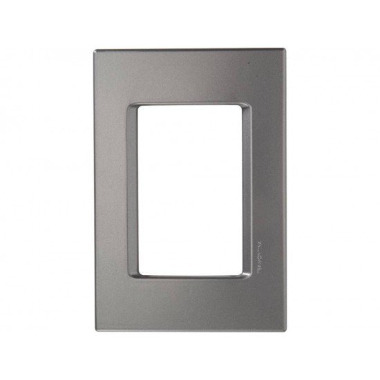 PLACA + SUPORTE 4X2 TERMOPLASTICO 3 POSTOS JUNTOS LINHA IZY FLAT CINZA GRAFITE TRAMONTINA