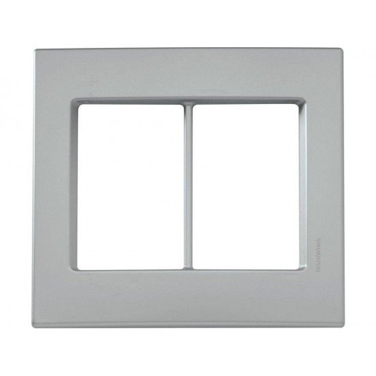 PLACA +SUPORTE 4X4 TERMOPLASTICO 6 POSTOS JUNTOS LINHA IZY FLAT PRATA ALUMINIO TRAMONTINA
