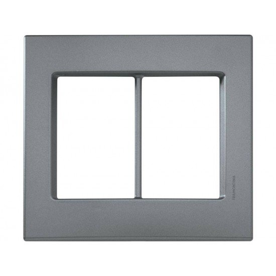 PLACA + SUPORTE 4X4 TERMOPLASTICO 6 POSTOS JUNTOS LINHA IZY FLAT CINZA GRAFITE TRAMONTINA