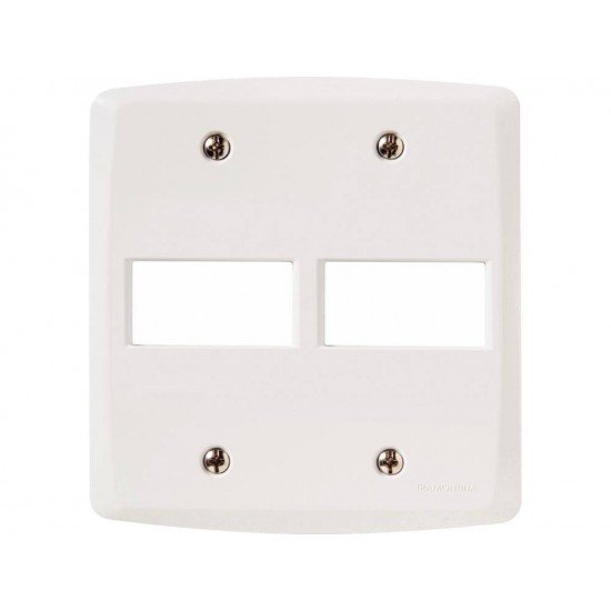 PLACA 4X4 EM TERMOPLASTICO COM 2 POSTOS HORIZONTAL LINHA LUX2 BRANCA TRAMONTINA