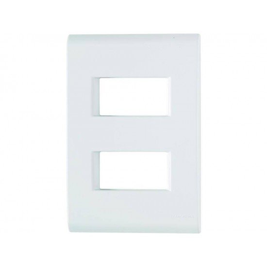 PLACA + SUPORTE 4X2 EM TERMOPLASTICO 2 POSTOS AFASTADOS LINHA LIZ BRANCA TRAMONTINA