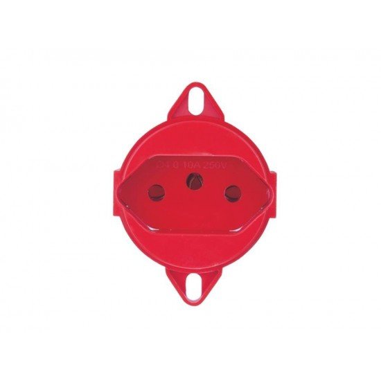 TOMADA 2P + T TERMOPLASTICO COMPONENTES METALICOS 10A 250V LINHA TRII VERMELHA TRAMONTINA