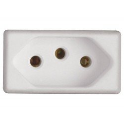 TOMADA 2P + T H35 EM TERM COMPONENTE METALICOS 10A 250V SISTEMA MODULAR BRANCA TRAMONTINA
