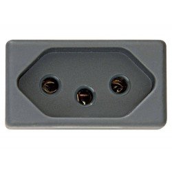 TOMADA 2P + T EM TERMOPLASTICO C COMP MET 10A 250V LINHA IZY FLAT GRAFITE TRAMONTINA