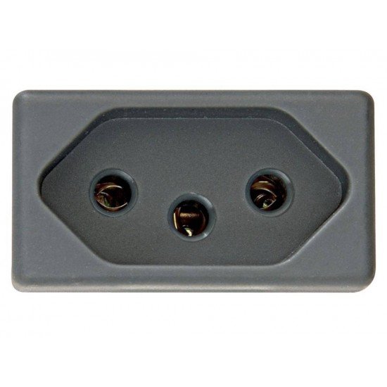 TOMADA 2P + T EM TERMOPLASTICO C COMP MET 20A 250V LINHA IZY FLAT GRAFITE TRAMONTINA