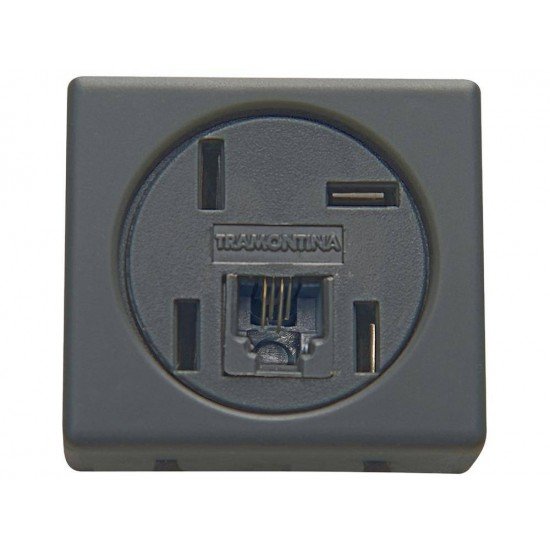 TOMADA PARA TELEFONE 4P+RJ11 EM TERMOPLASTICO C COMPONEN.METALICOS LINHA IZY FLAT GRAFITE TRAMONTINA