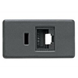 TOMADA PARA TELEFONE RJ11 TERMOPL COMPONEN METALICOS LINHA IZY FLAT GRAFITE TRAMONTINA