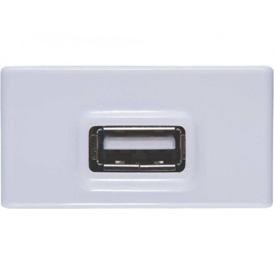 TOMADA USB EM TERMOPLASTICO COMPONENTES METALICOS SISTEMA MODULAR BRANCO BRILHO TRAMONTINA