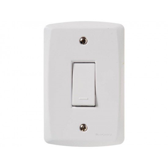 KIT 10 UNI CONJUNTO PLACA 4X2 + 1 INTERRUPTOR SIMPLES TERMOPL 10A 250V LINHA LUX2 BRANCO TRAMONTINA
