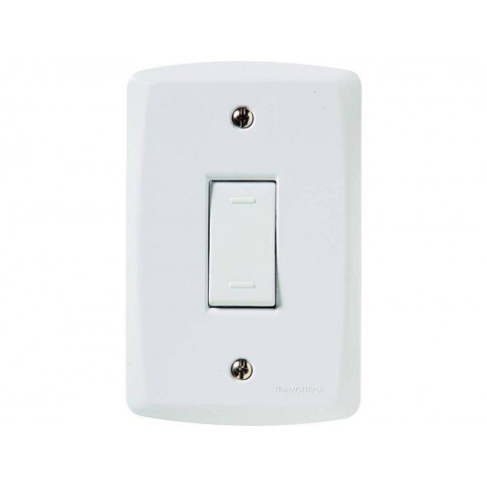 KIT 10 UNI CONJUNTO PLACA 4X2 + 1 INTERRUPTOR PARALELO TERMOPL 10A 250V LINHA LUX2 BRANCO TRAMONTINA
