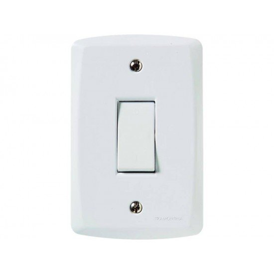 KIT 10 UNI CONJUNTO PLACA 4X2 + 1 INTERRUPTOR BIPOLAR TERMOPL 10A 250V LINHA LUX2 BRANCO TRAMONTINA