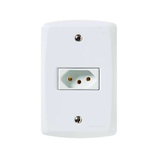 CJ PLACA 4X2 + 1 TOMADA 2P + T TERMOPL 20A 250V LINHA LUX2 BRANCO À GRANEL TRAMONTINA