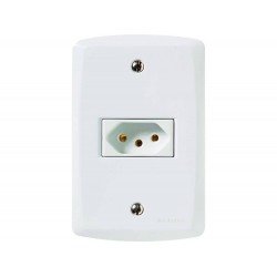 CJ PLACA 4X2 + 1 TOMADA 2P + T TERMOPL 10A 250V LINHA LUX2 BRANCO À GRANEL TRAMONTINA