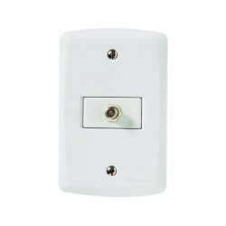 KIT 3 UNI CONJUNTO PLACA 4X2 + 1 TOMADA TV SAT EM TERMOPLASTICO LINHA LUX2 BRANCO TRAMONTINA