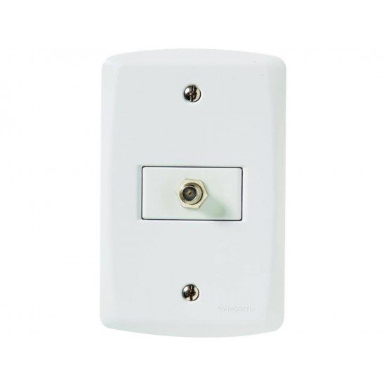 KIT 3 UNI CONJUNTO PLACA 4X2 + 1 TOMADA TV SAT EM TERMOPLASTICO LINHA LUX2 BRANCO TRAMONTINA