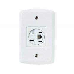 KIT 3 UNI CONJUNTO PLACA 4X2 + 1 TOMADA PARA TELEFONE 4P+RJ11 TERMOPL LINHA LUX2 BRANCO TRAMONTINA