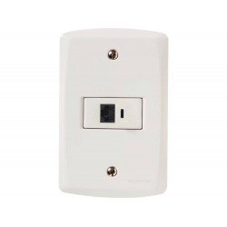 KIT 3 UNI CONJUNTO PLACA 4X2 + 1 TOMADA PARA TELEFONE RJ11 TERMOPL LINHA LUX2 BRANCO TRAMONTINA