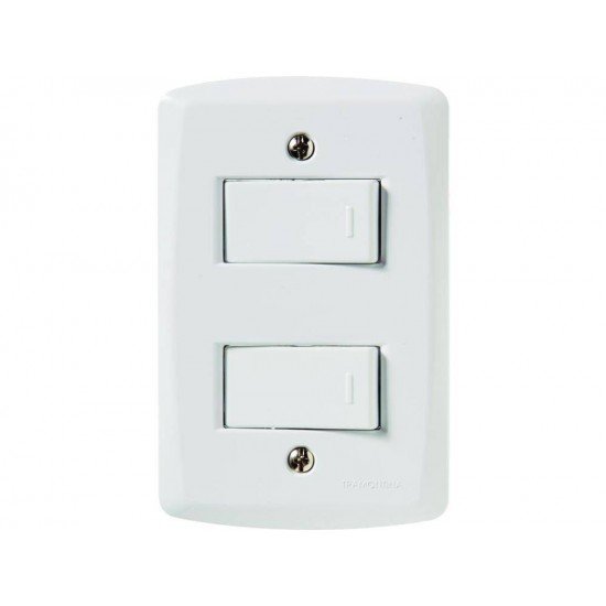 CJ PLACA 4X2 + 1INTER SIMPLES+1INTER PARALELO TERMOPL 10A 250V LUX2 BRANCO TRAMONTINA
