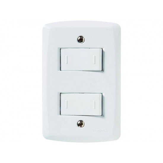 CJ PLACA 4X2 + 2 INTERRUPTOR PARALELOS TERMOPL 10A 250V LINHA LUX2 BRANCO TRAMONTINA