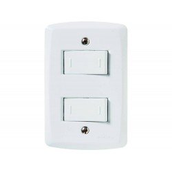 CJ PLACA 4X2 + 2 INTERRUPTOR PARALELOS TERMOPL 10A 250V LINHA LUX2 BRANCO TRAMONTINA