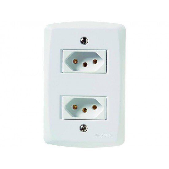 CJ PLACA 4X2 + 2 TOMADAS 2P + T EM TERMOPLASTICO 10A 250V LINHA LUX2 BRANCO TRAMONTINA