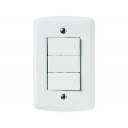 CJ PLACA 4X2 + 3 INTERRUPTORES SIMPLES TERMOPL 10A 250V LINHA LUX2 BRANCO TRAMONTINA
