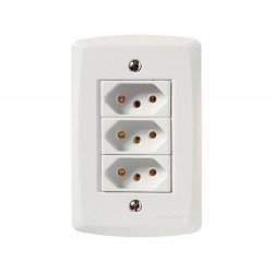 KIT 10 UNI CONJUNTO PLACA 4X2 + 3 TOMADAS 2P + T TERMOPL 20A 250VLINHA LUX2 BRANCO TRAMONTINA