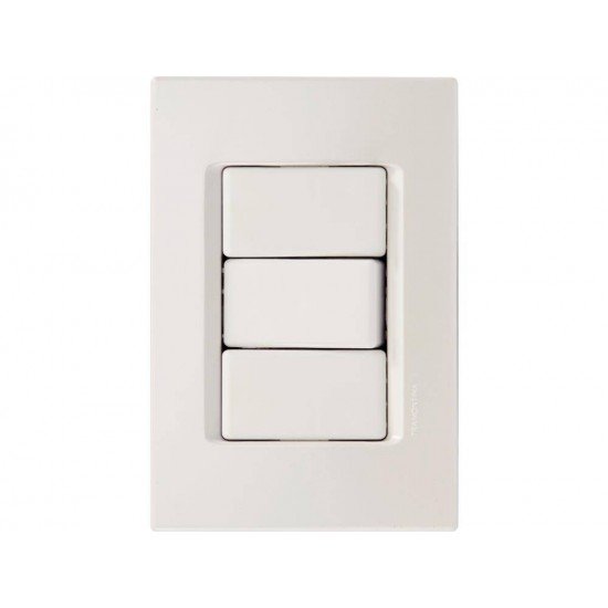 CJ PLACA 4X2 + 1 INTERRUPTOR PARALELO TERMOPL 10A 250V LINHA IZY FLAT BRANCO TRAMONTINA