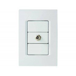 KIT 10 UNI CONJUNTO PLACA 4X2 + 1 TOMADA TV SAT TERMOPLASTICO LINHA IZY FLAT BRANCO TRAMONTINA