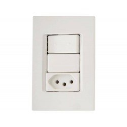 CJ PLACA 4X2 + 1 INTER SIM+1 TOMADA 2P + T TERMOPL 20A 250V IZY FLAT BRANCO TRAMONTINA