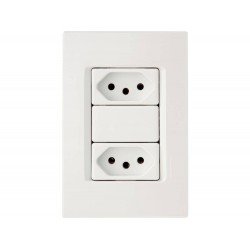 KIT 10 UNI CONJUNTO PLACA 4X2 + 2 TOMADAS 2P + T TERMOPL 10A 250V LINHA IZY FLAT BRANCO TRAMONTINA