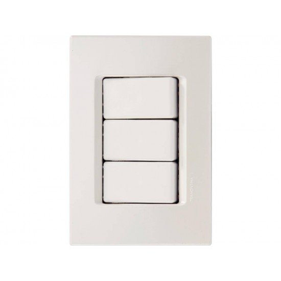 CJ PLACA 4X2 + 3 INTERRUPTORES PARALELO TERMOPL 10A 250V LINHA IZY FLAT BRANCO TRAMONTINA
