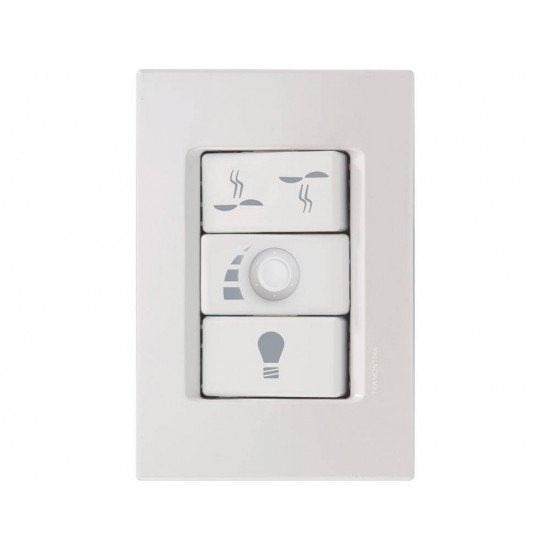 CJ PLACA 4X2 + VARIADOR DE VENTILADOR EM TERMOPLASTICO LINHA IZY FLAT BRANCO TRAMONTINA 127V