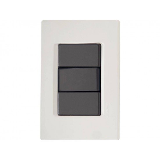 CJ PLACA 4X2 + 1INTERRUPTOR SIMPLES EM TERMOPL10A 250V LINHA IZY FLAT GRAFITE TRAMONTINA