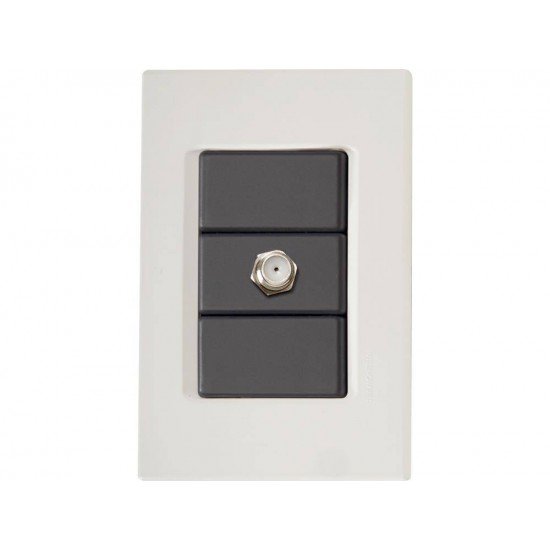 KIT 10 UNI CONJUNTO PLACA 4X2 + 1 TOMADA TV SAT TERMOPLASTICO LINHA IZY FLAT GRAFITE TRAMONTINA