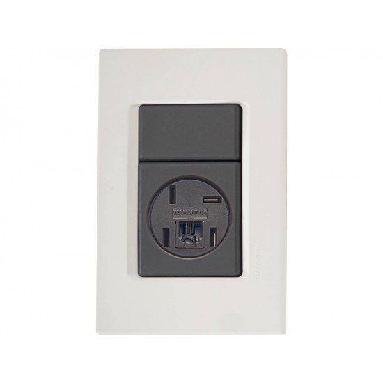 CJ PLACA 4X2 + 1 TOMADA PARA TELEFONE 4P+RJ11 TERMOPL LINHA IZY FLAT GRAFITE TRAMONTINA