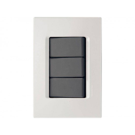 CJ PLACA 4X2 + 3 INTERRUPTORES SIMPLES TERMOPL 10A 250V LINHA IZY FLAT GRAFITE TRAMONTINA