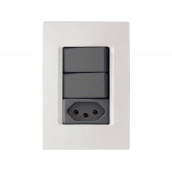 CJ PLACA 4X2 +2 INTER PARALELO +1 TOMAD 2P+T TERMOPL 20A 250V IZY FLAT GRAFITE TRAMONTINA