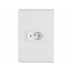 KIT 10 UNI CONJUNTO PLACA 4X2 + 1 TOMADA 2P + T TERMOPL 20A 250V LINHA LIZ BRANCO TRAMONTINA