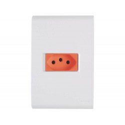 CJ PLACA 4X2 + 1 TOMADA 2P + T VERMELHA TERMOPL 20A 250V LINHA LIZ BRANCO TRAMONTINA