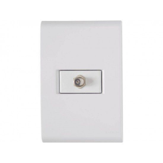 KIT 10 UNI CONJUNTO PLACA 4X2 + 1 TOMADA TV SAT EM TERMOPLASTICO LINHA LIZ BRANCO TRAMONTINA