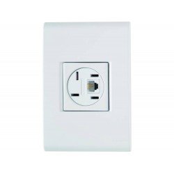 KIT 10 UNI CONJUNTO PLACA 4X2 + 1 TOMADA PARATELEFONE 4P+RJ11 TERMOPL LINHA LIZ BRANCO TRAMONTINA