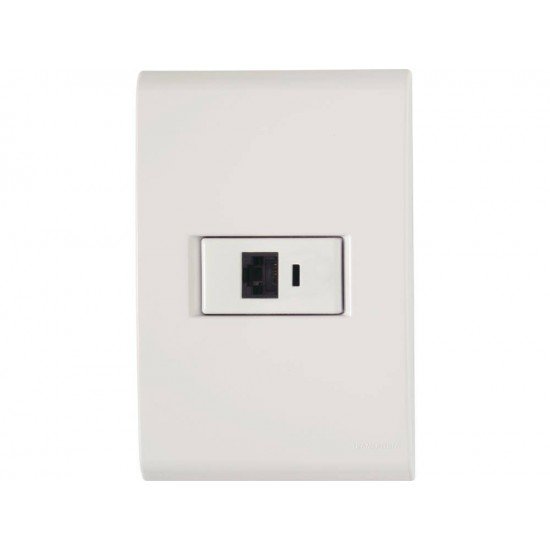 KIT 3 UNI CONJUNTO PLACA 4X2 + 1 TOMADA RJ45 CAT 6 EM TERMOPLASTICO LINHA LIZ BRANCO TRAMONTINA