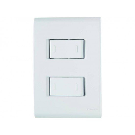 KIT 10 UNI CONJUNTO PLACA 4X2 + 2 INTERRUPTOR PARALELO TERMOPL 10A 250V LINHA LIZ BRANCO TRAMONTINA