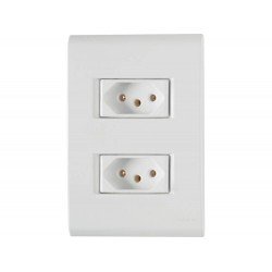 KIT 10 UNI CONJUNTO PLACA 4X2 + 2 TOMADA 2P + T TERMOPL 20A 250V LINHA LIZ BRANCO GRANEL TRAMONTINA